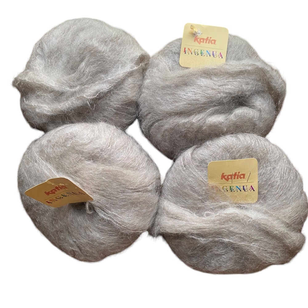 Katia Ingenua Mohair Wool Blend Yarn Taupe Grey Made in Spain 4 Skeins Lot 7oz